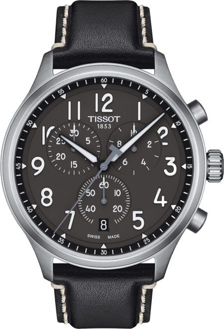 Tissot Men's Swiss Chronograph XL Anthracite Leather Strap Watch