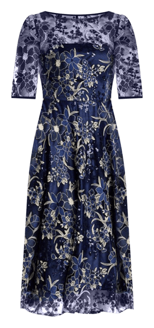 ◆Eliza J 半袖イリュージョンヨークワンピース Eliza J Short Sleeve Illusion Yoke Dress | Bloomingdale's