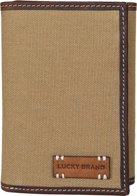 Men's Canvas with Leather Trim Trifold Wallet