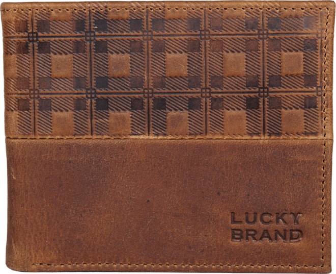 Men's Plaid Embossed Leather Bifold Wallet