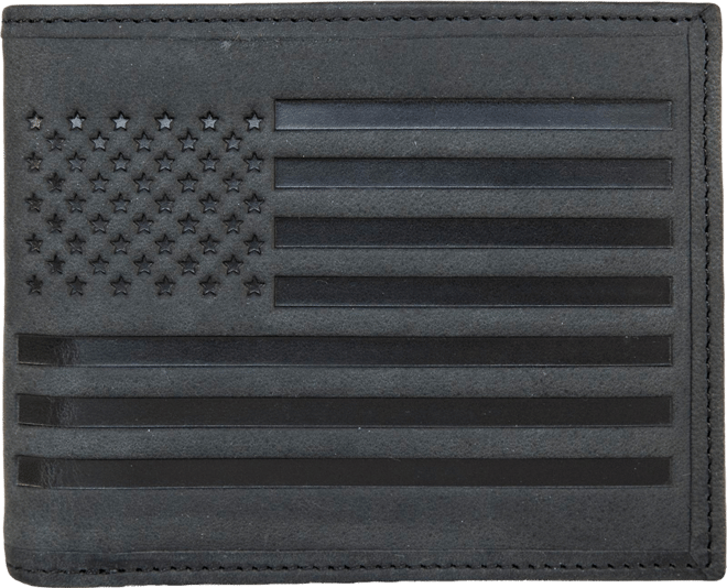Men's Flag Embossed Leather Bifold Wallet