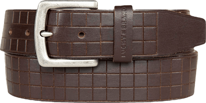 Men's Grid Tooled Embossed Leather Belt
