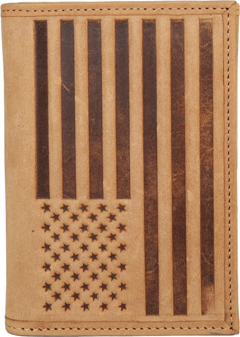 Men's Flag Embossed Leather Trifold Wallet