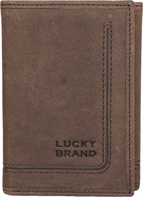 Men's Grooved Leather Trifold Wallet
