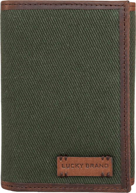 Men's Canvas with Leather Trim Trifold Wallet