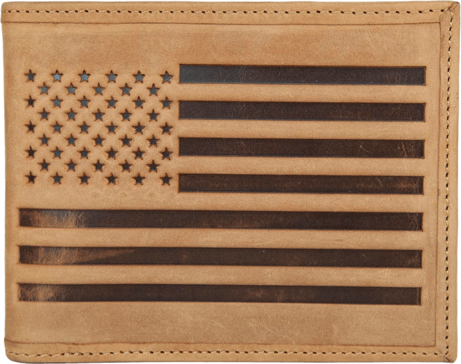 Men's Flag Embossed Leather Bifold Wallet