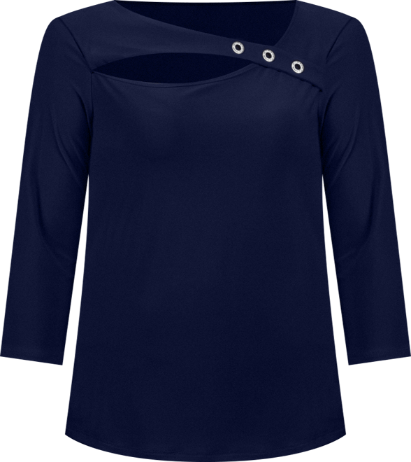 Petite 3/4 Sleeve Cutout Top