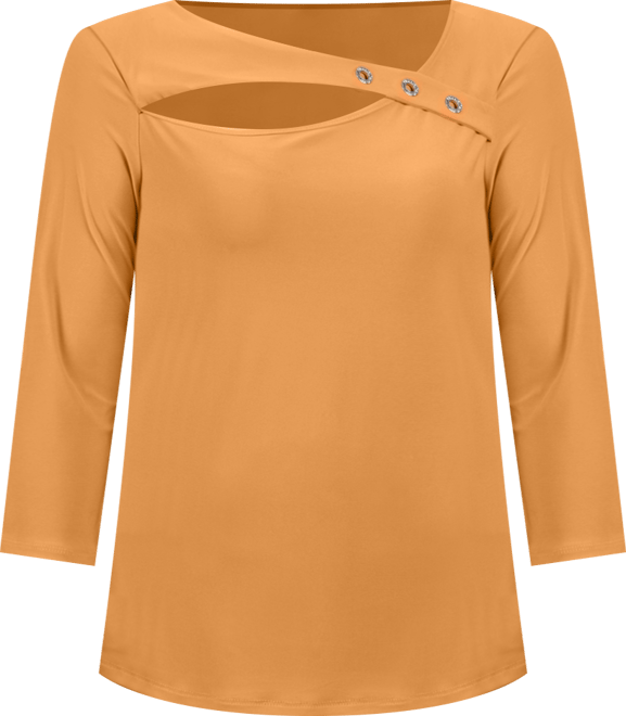 Petite 3/4 Sleeve Cutout Top