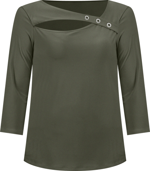 Petite 3/4 Sleeve Cutout Top