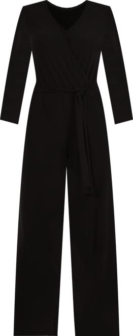 Petite 3/4 Sleeve Printed Belted Jumpsuit