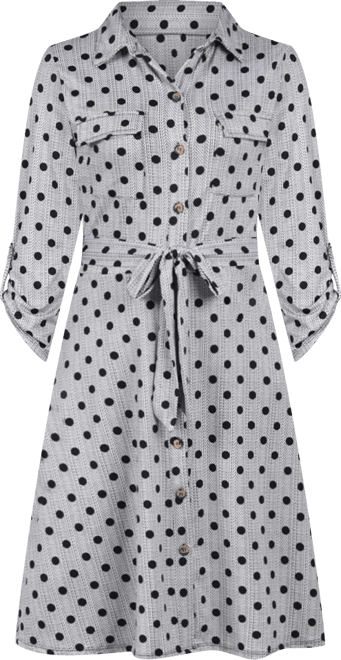 Petite 3/4 Sleeve Roll Tab Shirtdress