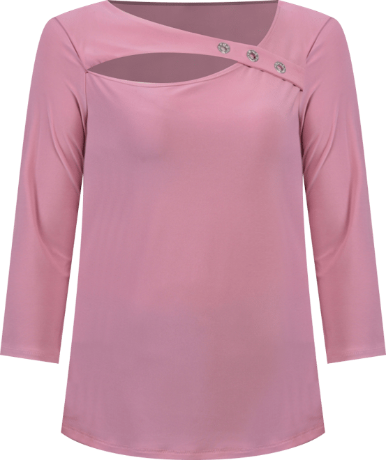 Petite 3/4 Sleeve Cutout Top