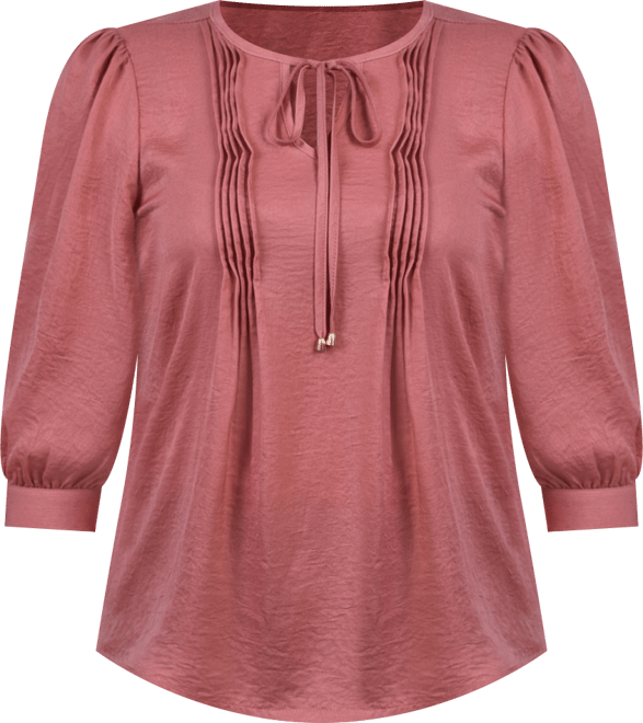 Petite Elbow Sleeve Satin Blouse