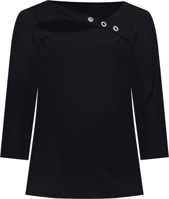 Petite 3/4 Sleeve Cutout Top