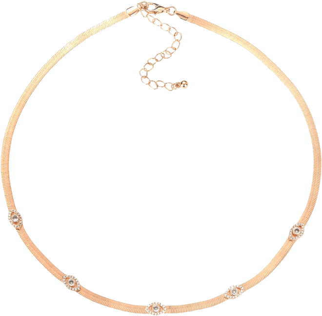 Gold-Tone Chain Necklace with Rhinestones