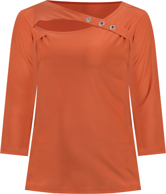 Petite 3/4 Sleeve Cutout Top