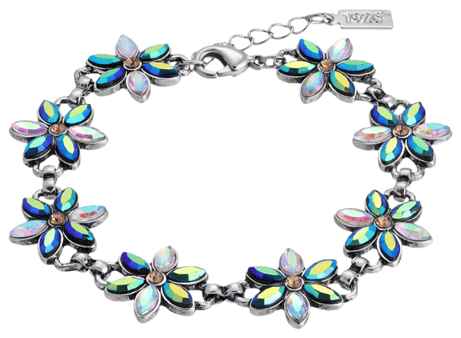 Silver-Tone Flower Crystal Ab Bracelet