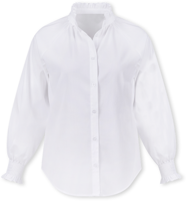 Petite Cinch Sleeve Button Front Blouse