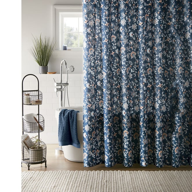 Navy blue shower clearance curtain