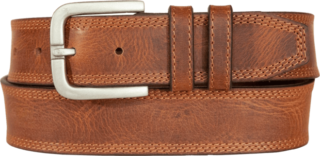 Men's Triple Needle Stitched Leather Belt