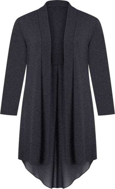 Plus Size Long Sleeve Knit Cardigan with Chiffon Back