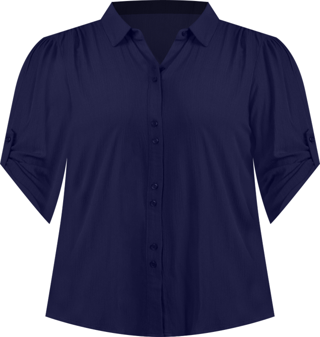 Plus Size 3/4 Sleeve Gauze Blouse