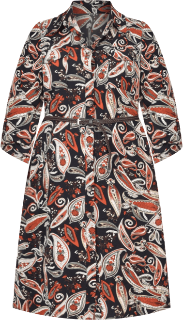 Plus Size 3/4 Roll Tab Sleeve Shirtdress