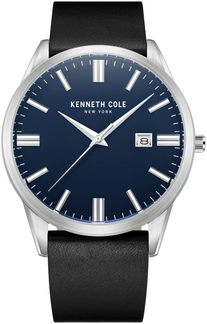 Men's Modern Classic Black Genuine Leather Strap Watch 42mm