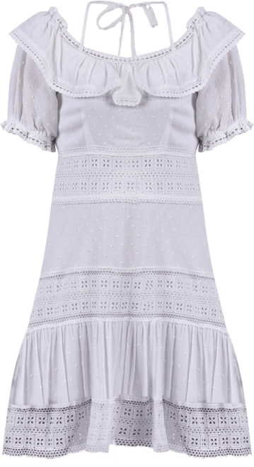 Petite Short Sleeve Ruffle Neck Dress