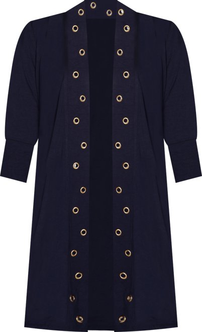 Women's Grommet-Trim Duster Open Front Cardigan Top