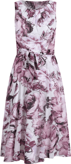 Petite Sleeveless Chiffon Belted Dress