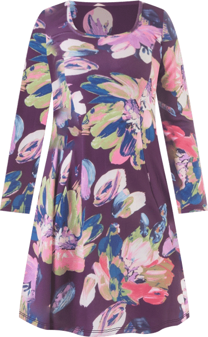 Women's Floral Long Sleeve Knee Length Dress