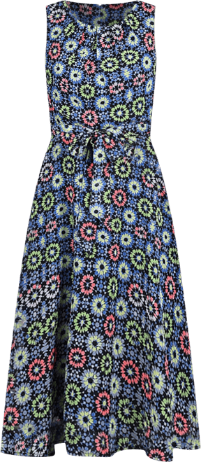 Petite Sleeveless Chiffon Belted Dress