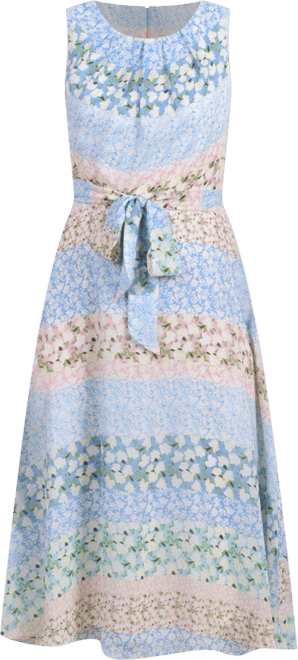 Petite Sleeveless Chiffon Belted Dress