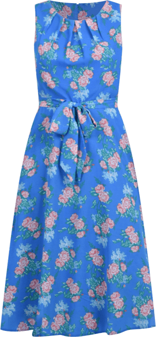 Petite Sleeveless Chiffon Belted Dress