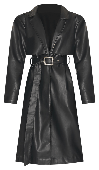 Faux Leather Trench