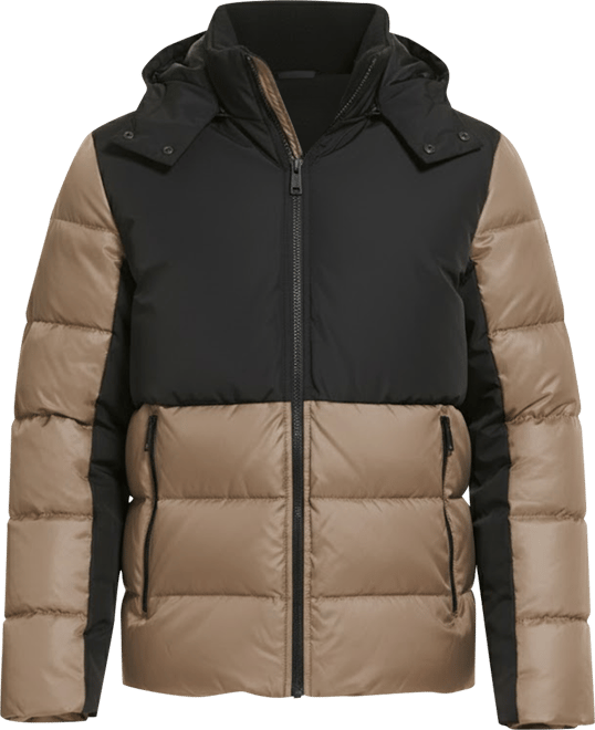 Men's Colorblock Mixed-Media Puffer Jacket