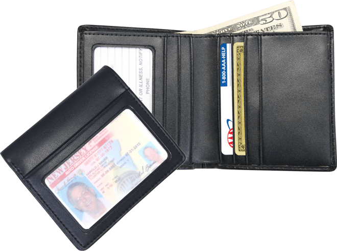 Men's Bifold Wallet with ID & Credit Card Flap