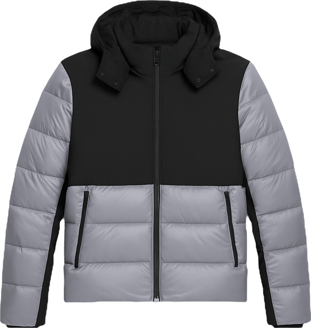 Men's Colorblock Mixed-Media Puffer Jacket