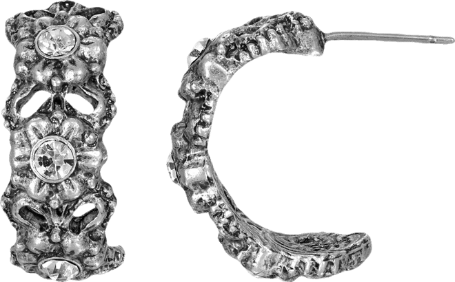 Women's Pewter with Crystal Stone Earrings