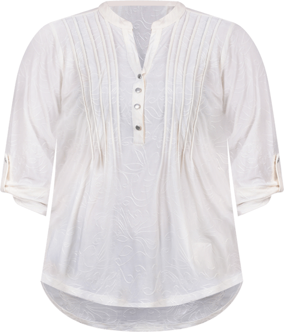 Plus Size 3/4 Roll Tab Pullover Top