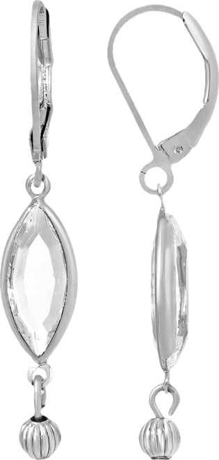 Women's Silver-Tone Clear Crystal Drop Earrings