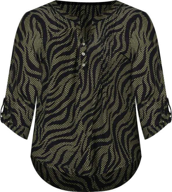 Plus Size 3/4 Roll Tab Pullover Top