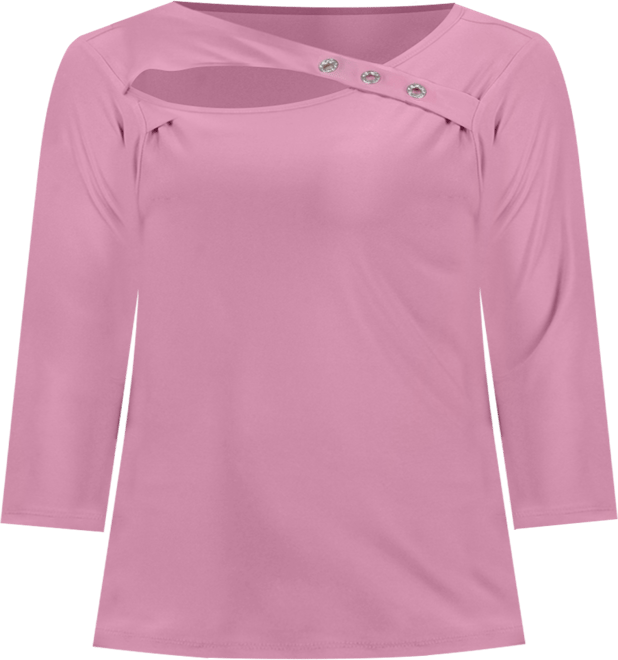 Plus Size 3/4 Sleeve Cutout Top