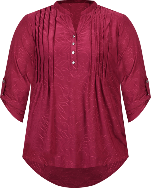 Plus Size 3/4 Roll Tab Pullover Top