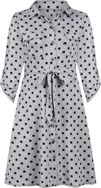 Plus Size 3/4 Sleeve Roll Tab Shirtdress