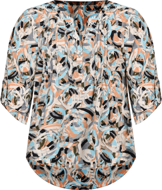 Plus Size 3/4 Roll Tab Pullover Top