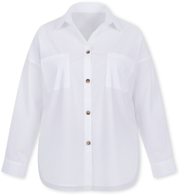 Plus Size Long Sleeve Blouse with Chest Pockets