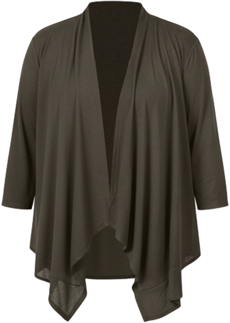 Plus Size 3/4 Sleeve Sharkbite Hem Cardigan