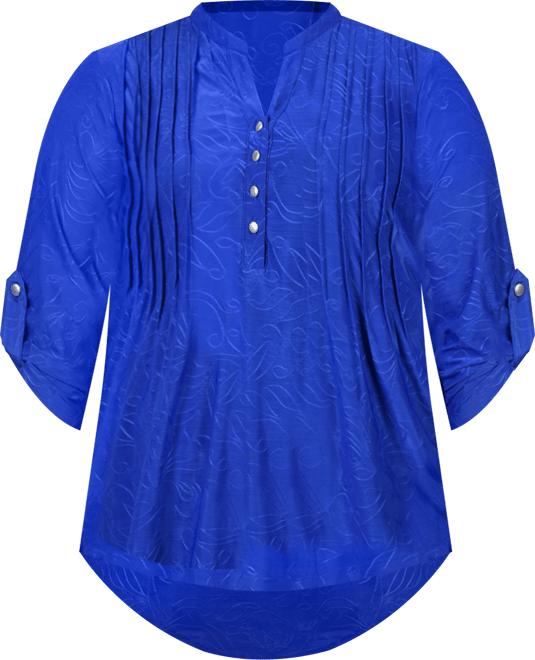 Plus Size 3/4 Roll Tab Pullover Top